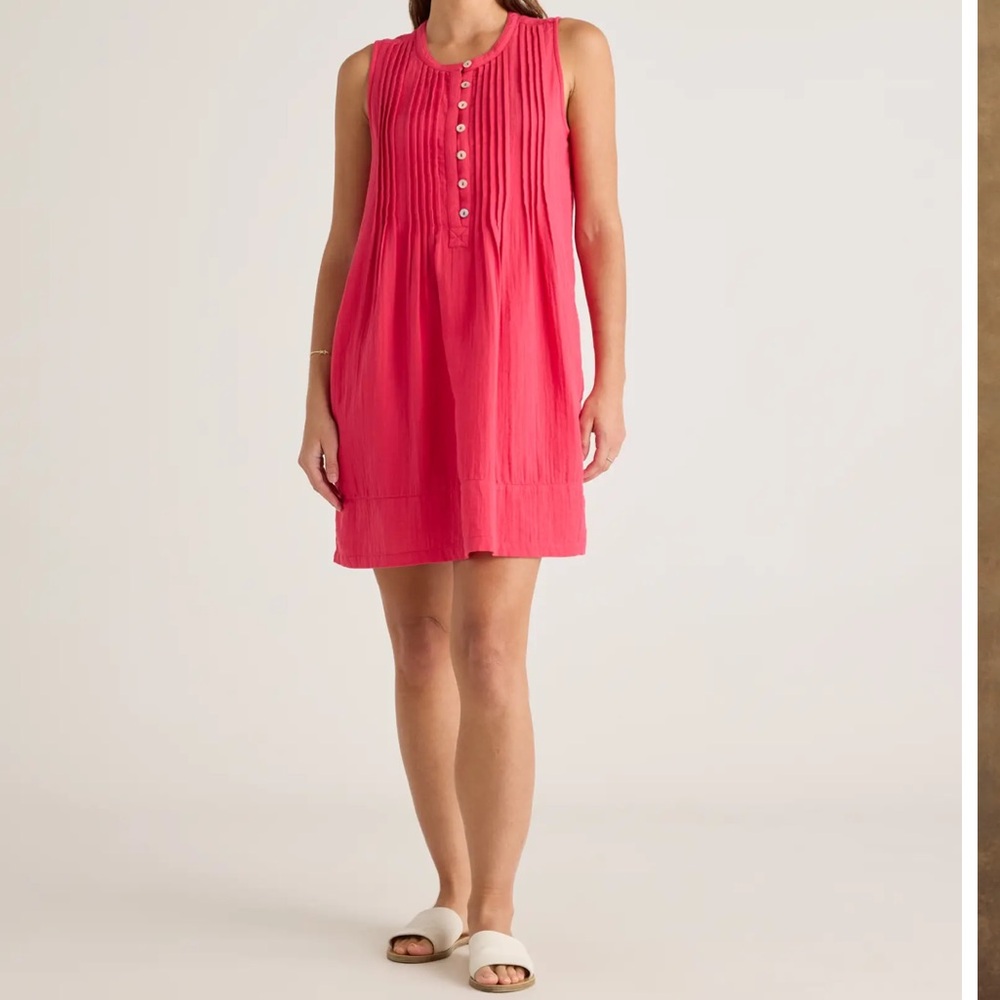 Quince 100% Organic Cotton Gauze Sleeveless Swing Dress Hot Pink NWT XL